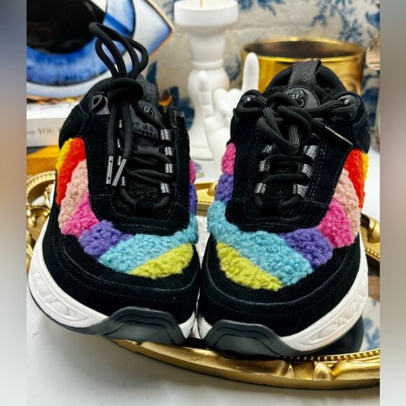 🆕 KURT GEIGER LONDON 🧿 NWOB Kensington Sneaker, Black Suede Multi Sherpa, 35.5 - Picture 12 of 14